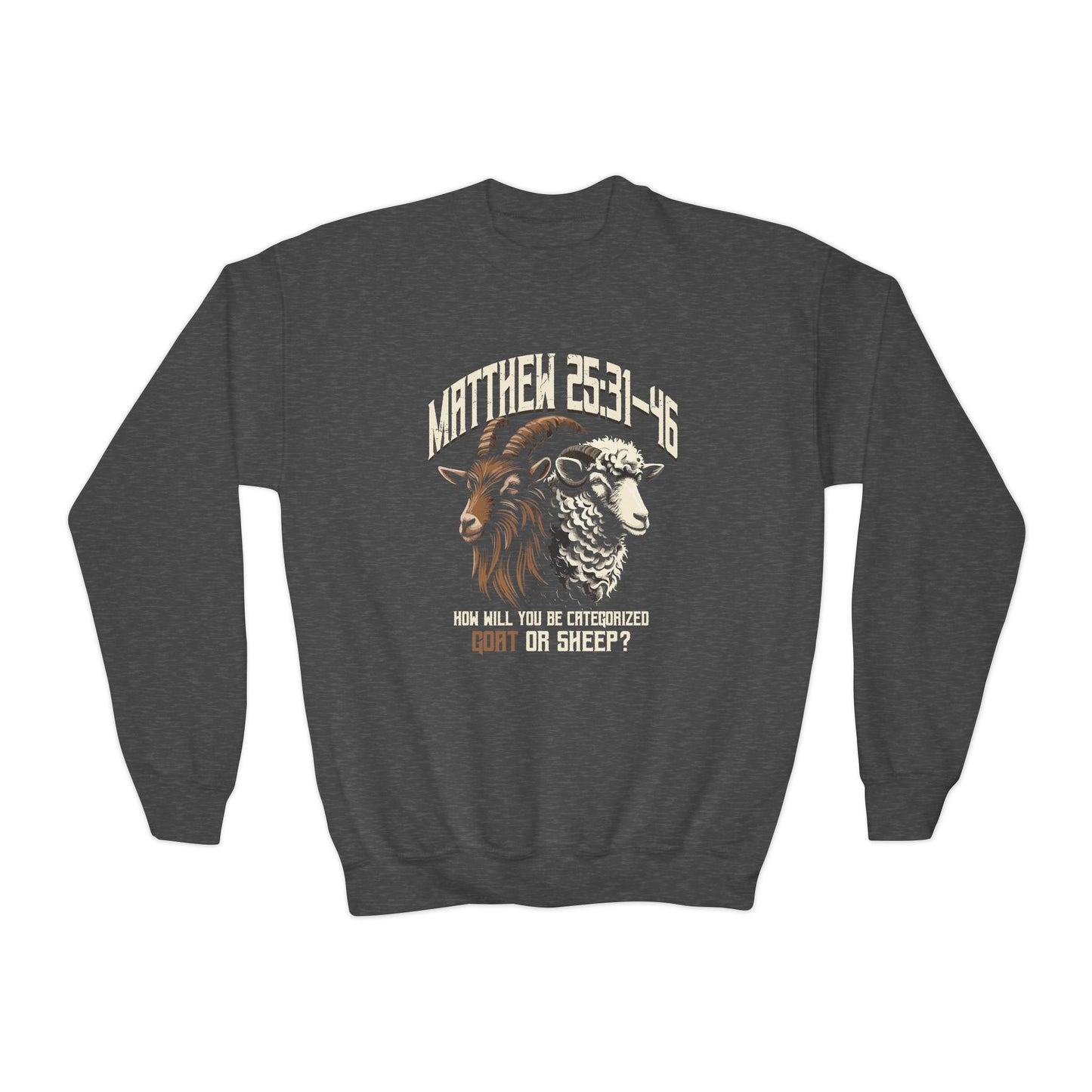 How will you be categorized?, Youth Crewneck Sweatshirt – Inspirational Christian Quote Graphic