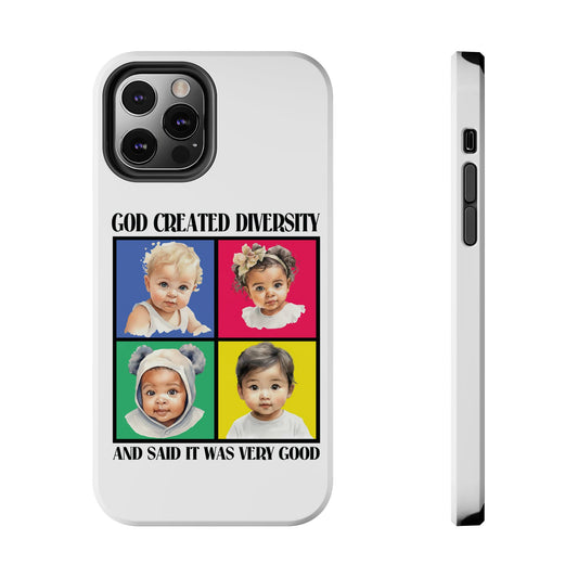 God Created Diversity and Said It Is Very Good, Cute Babies in Square- Phone Case, Christian, Faith-Based