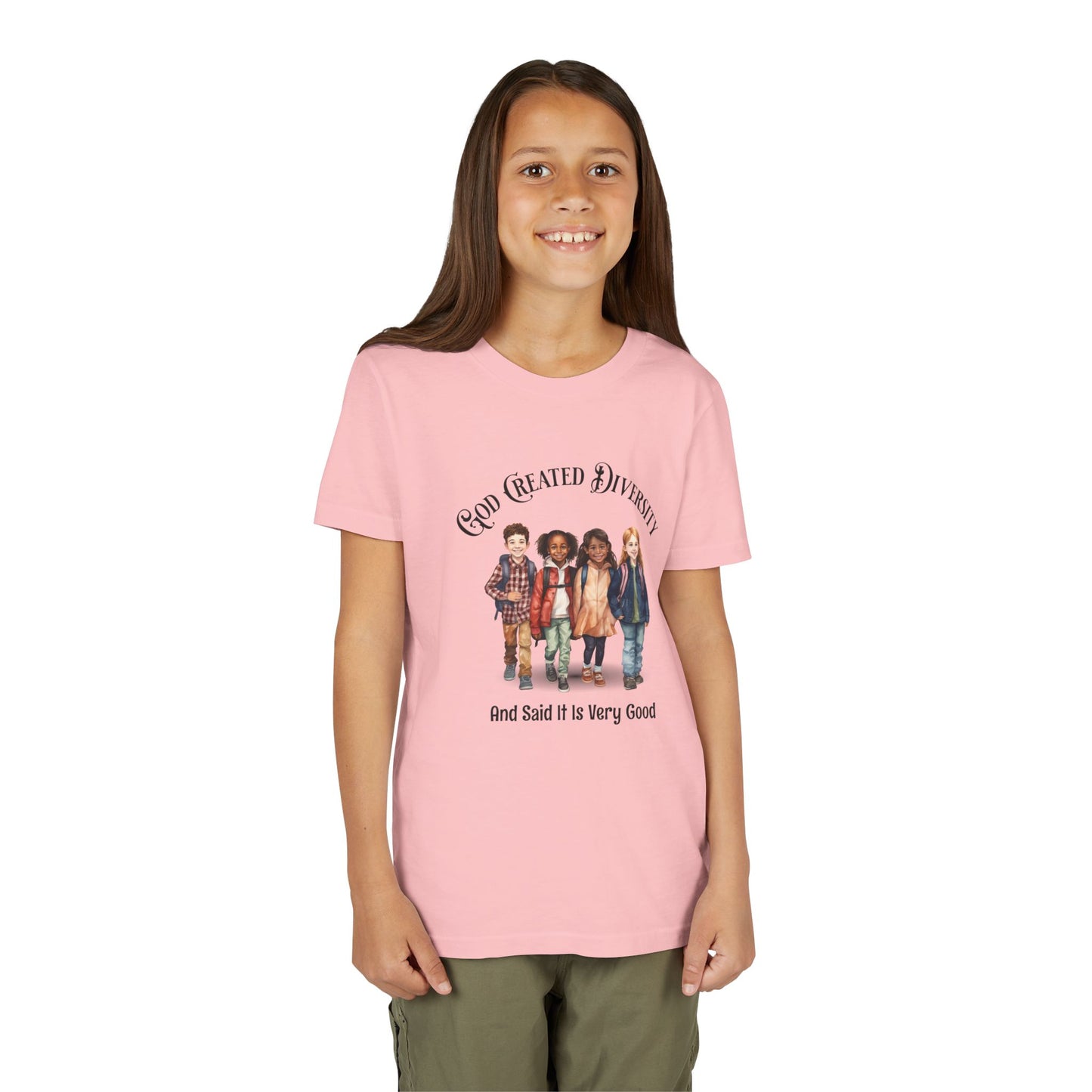 Youth Tee — "God Created Diversity and Said It Is Very Good" Kids Graphic Shirt, Faith-Based