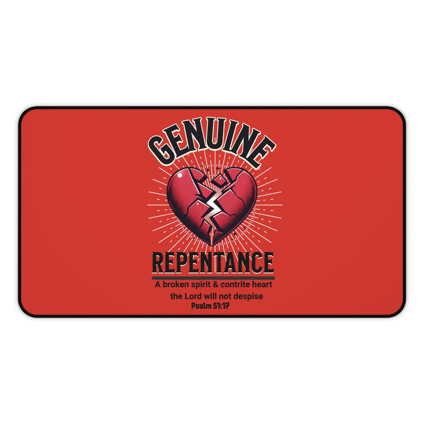 'Genuine Repentance' Christian Desk Mat with Psalm 51:17 Inspirational Design