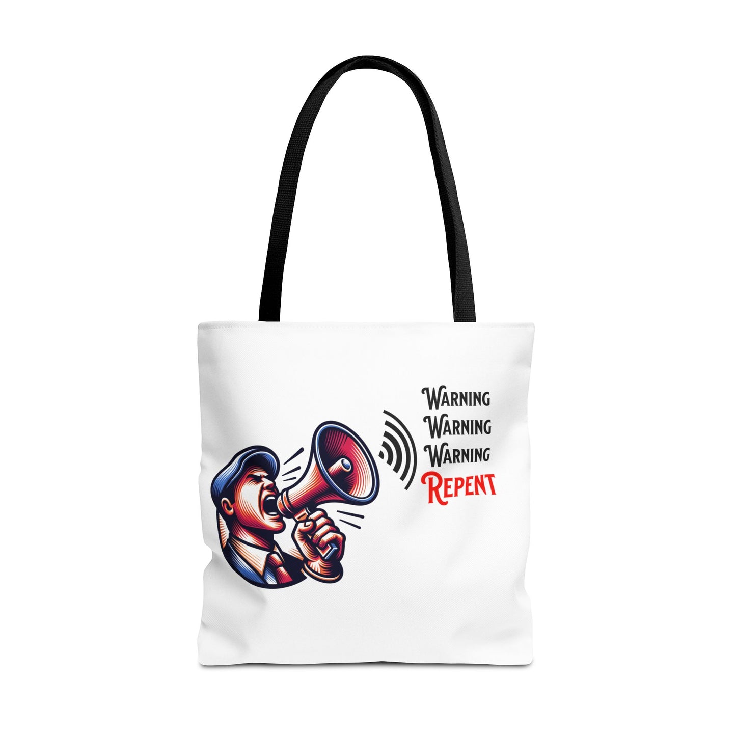 Warning, Warning, Warning Repent Tote, Christian Tote Bag, Inspirational, Bible Faith