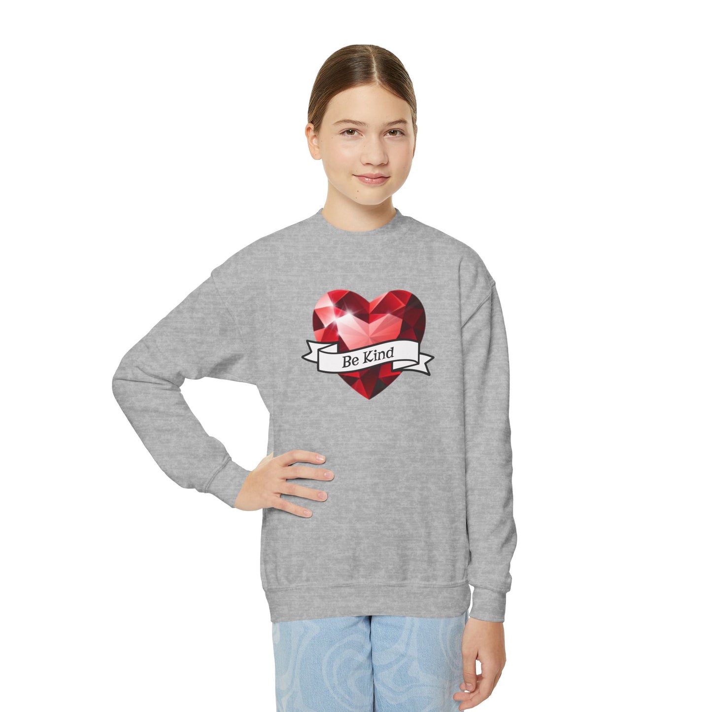 Be Kind, Youth Crewneck Sweatshirt – Inspirational Christian Quote Graphic