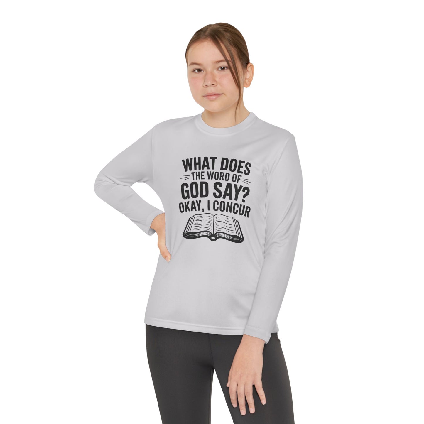 What Does the Word of God Say? Youth Long Sleeve Tee — Christian, Faith-Based