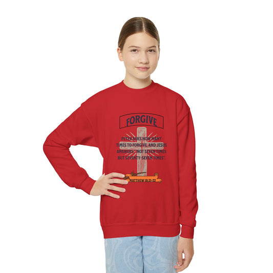 Forgive Youth Crewneck Sweatshirt – Inspirational Christian Quote Graphic