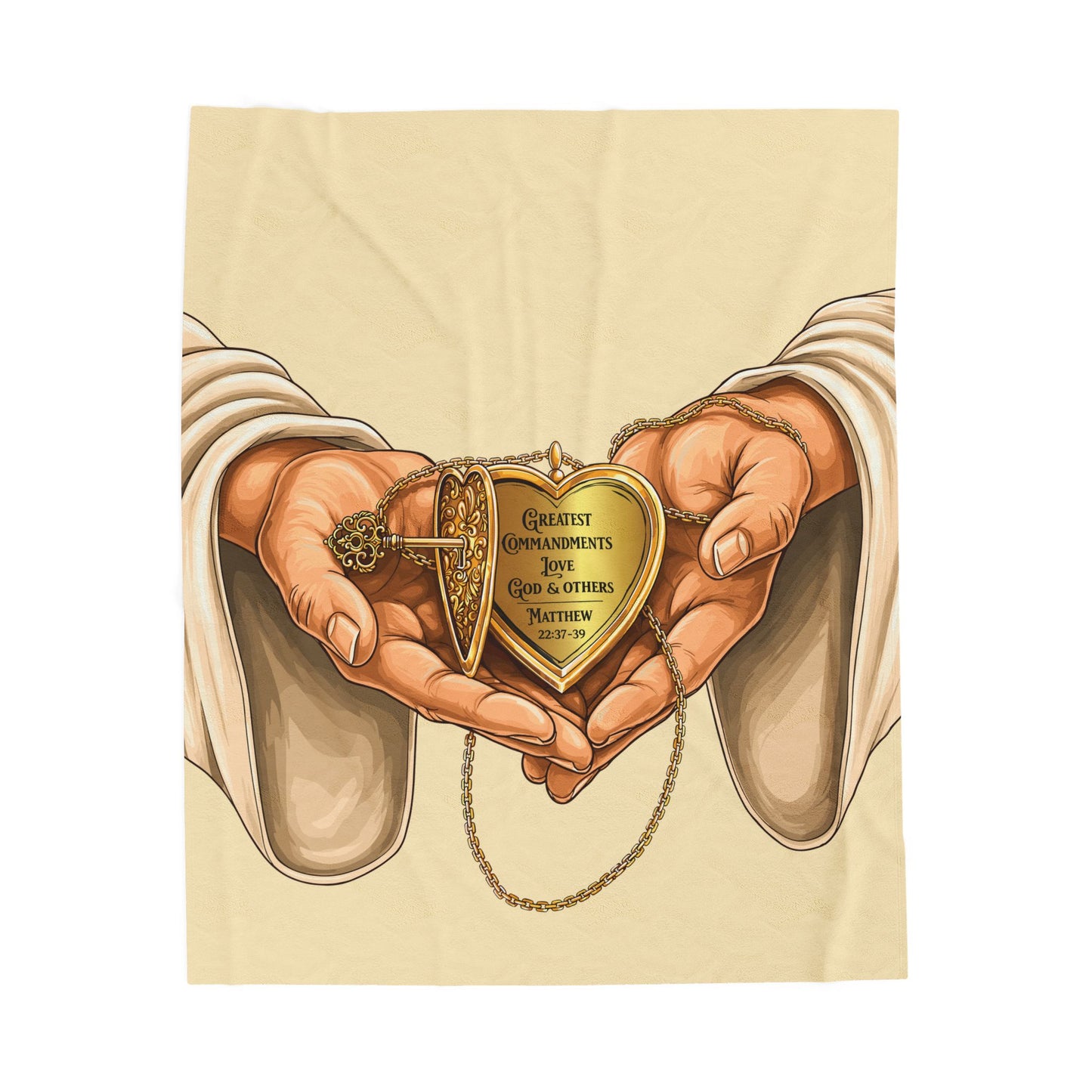 Greatest Commandments-Love God & Others (Color) Velveteen Plush Blanket-Faith Throw