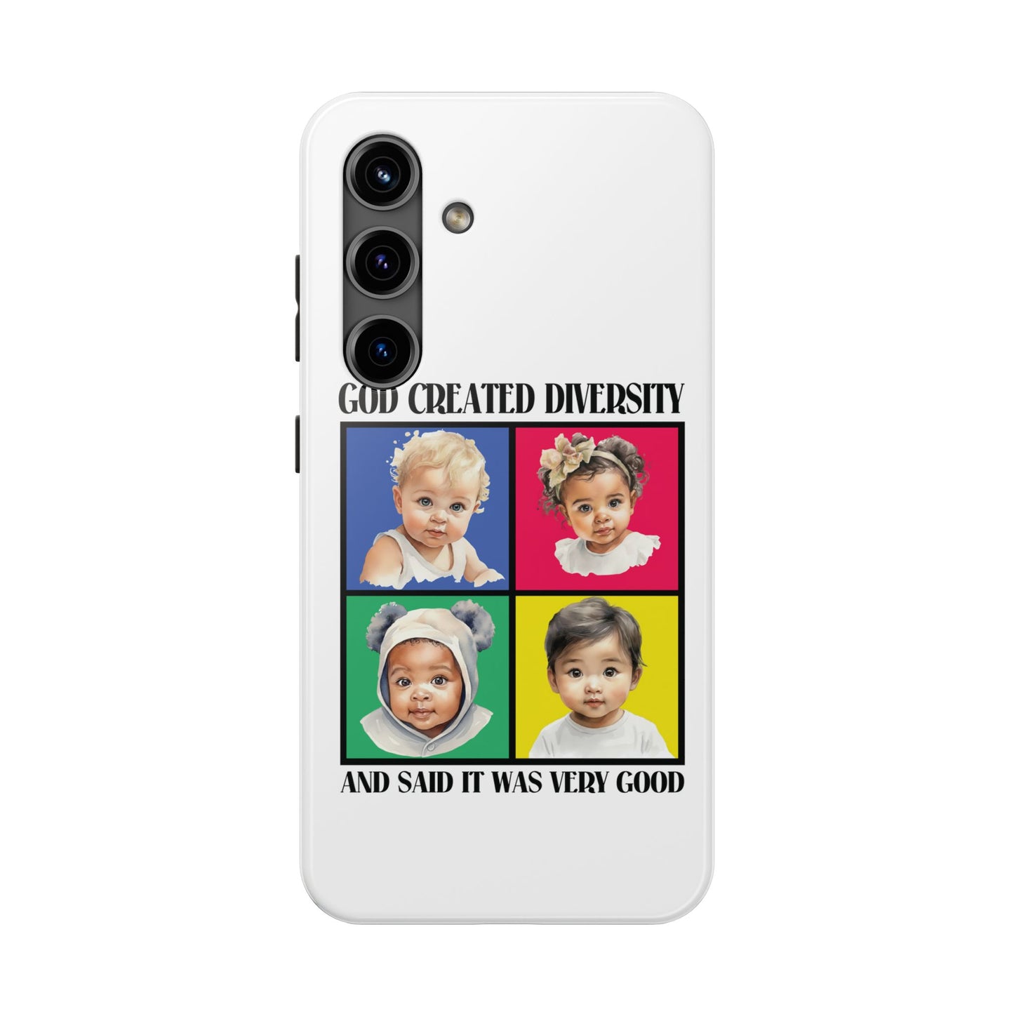 God Created Diversity and Said It Is Very Good, Cute Babies in Square- Phone Case, Christian, Faith-Based