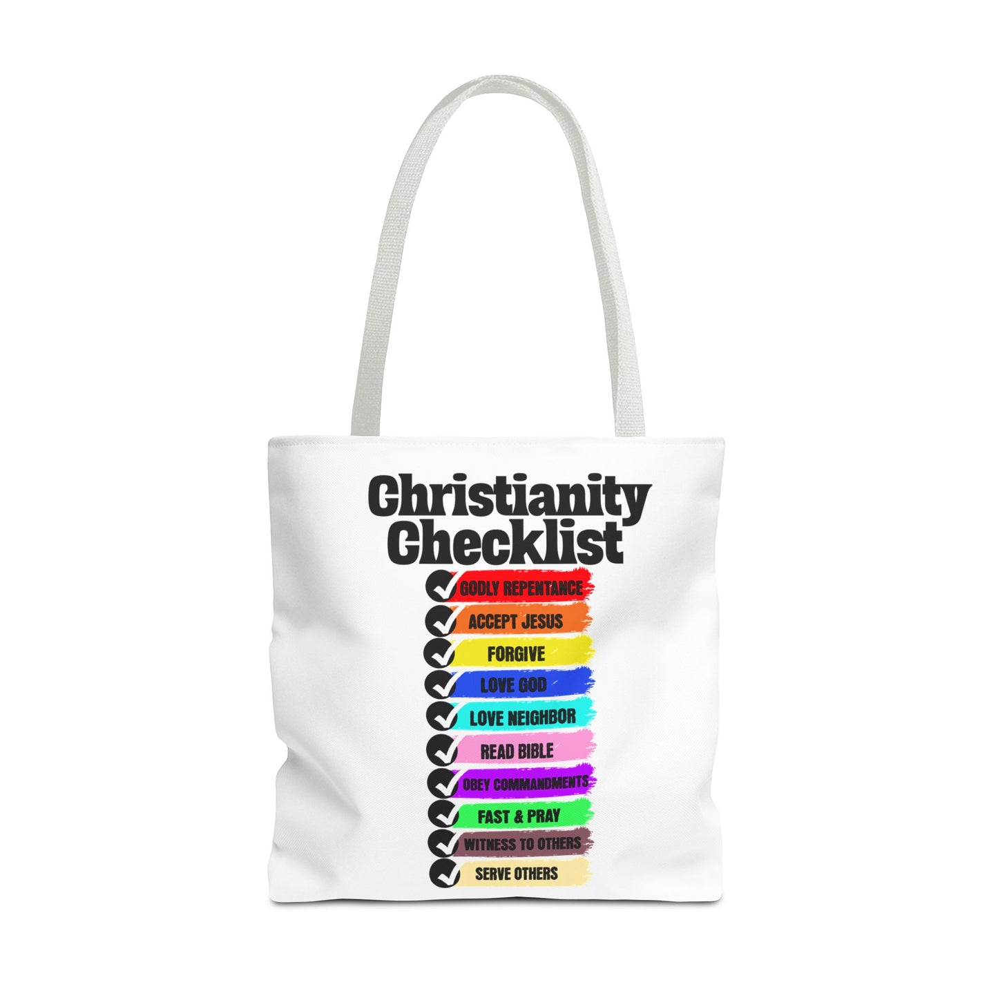 Christianity Checklist, Christian Tote Bag, Inspirational, Bible Faith