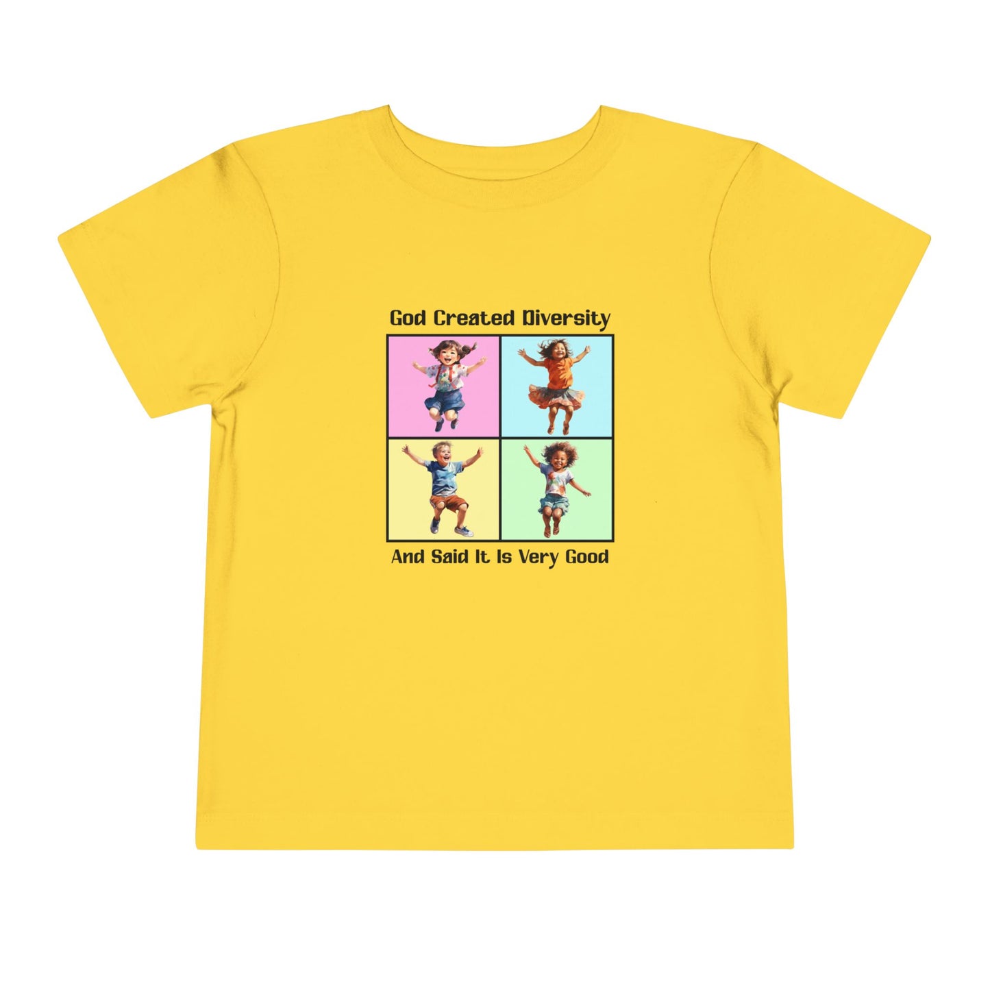 Toddler Short Sleeve Tee, Christian, Faith-Based, Diversity Design, Happy Kids