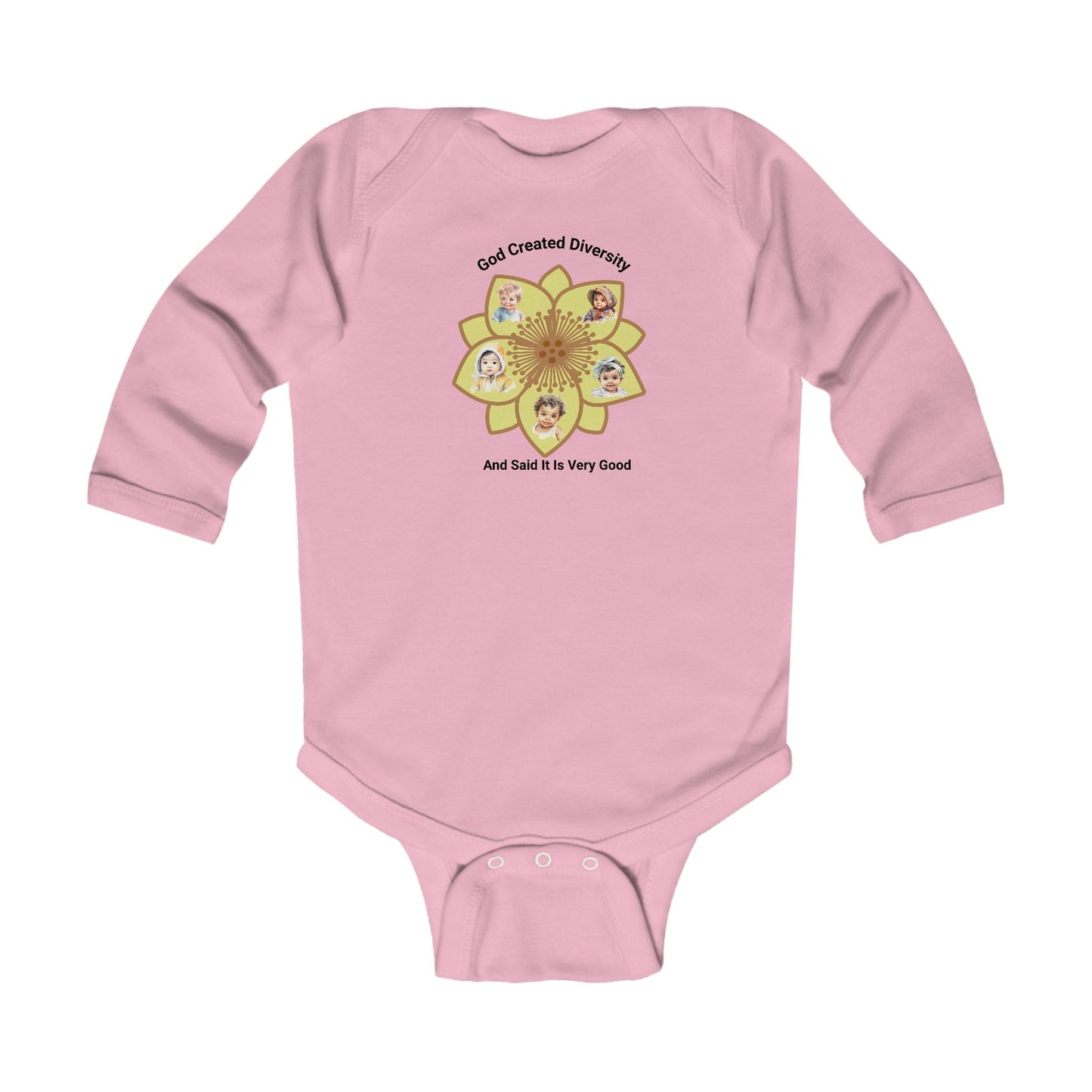 Infant Bodysuit - "God Created Diversity" Floral Design, Christian, Faith-Based