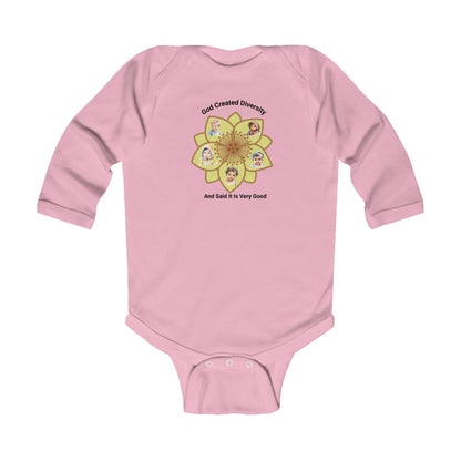 Infant Bodysuit - "God Created Diversity" Floral Design, Christian, Faith-Based