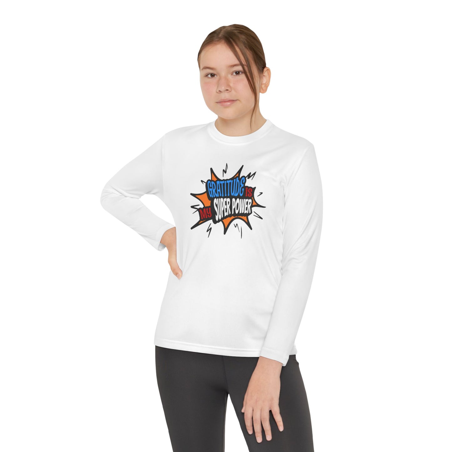 Gratitude Is My Superpower, Youth Long Sleeve Tee — Christian, Faith-Based