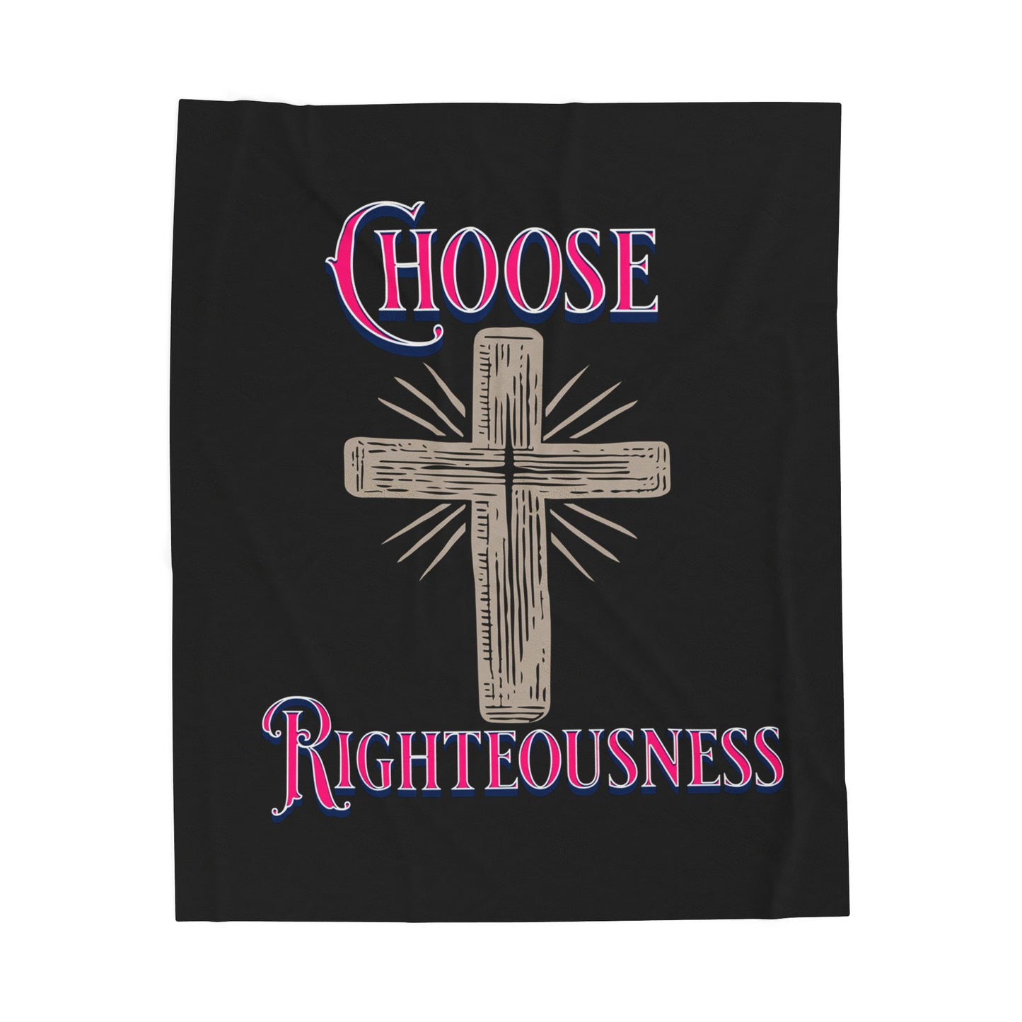 Christian Cross Plush Blanket – "Choose Righteousness" Soft Velveteen Throw