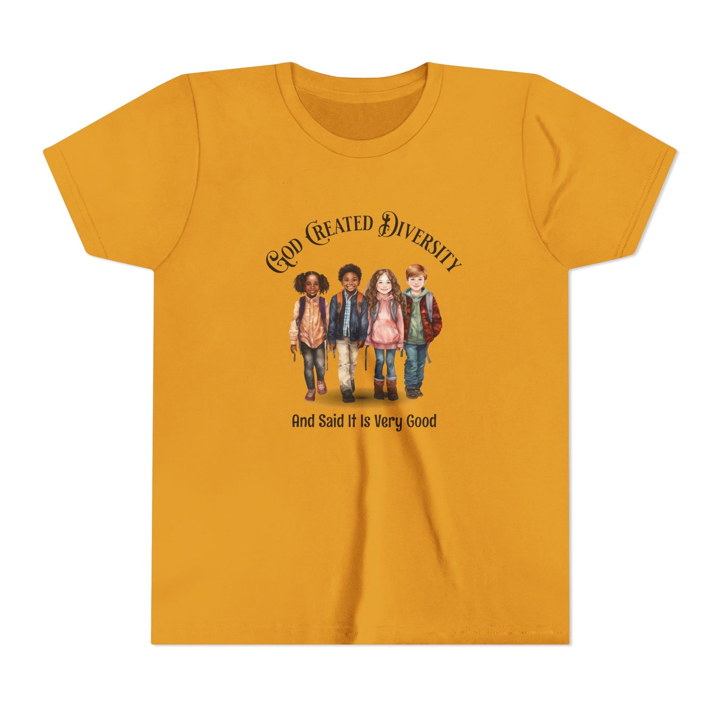 Youth Tee — "God Created Diversity and Said It Is Very Good" Kids Graphic Shirt, Faith-Based