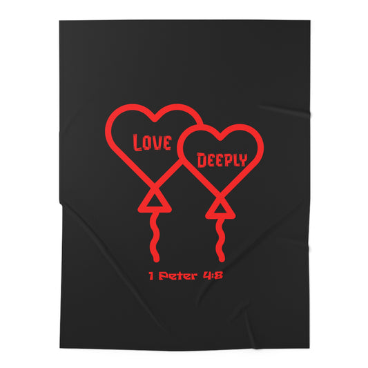 Baby Swaddle Blanket — 'Love Deeply' Red Heart Balloons with 1 Peter 4:8, Soft Newborn Swaddle