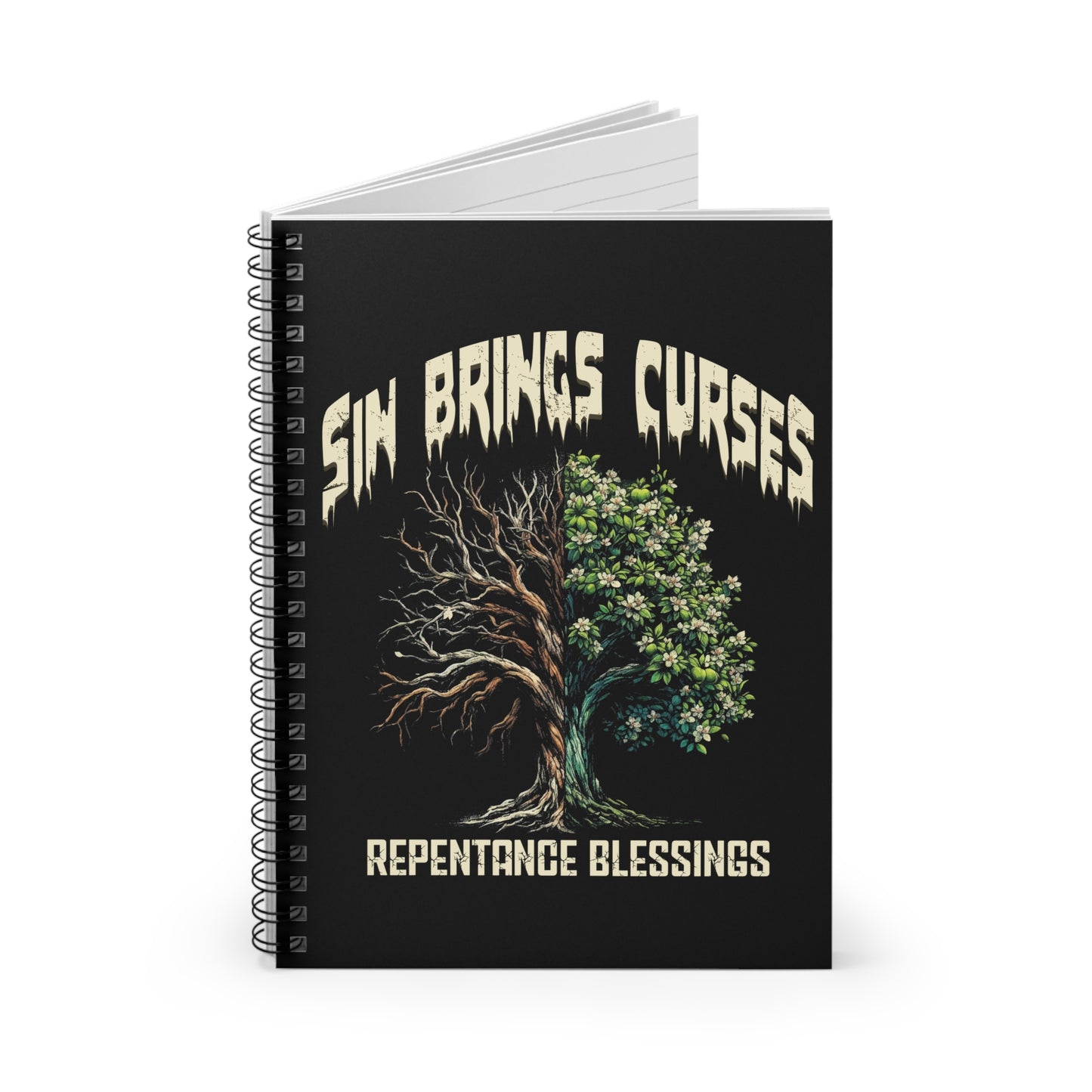 Sin Brings Curses — Spiral Ruled Journal for Positivity & Gifts