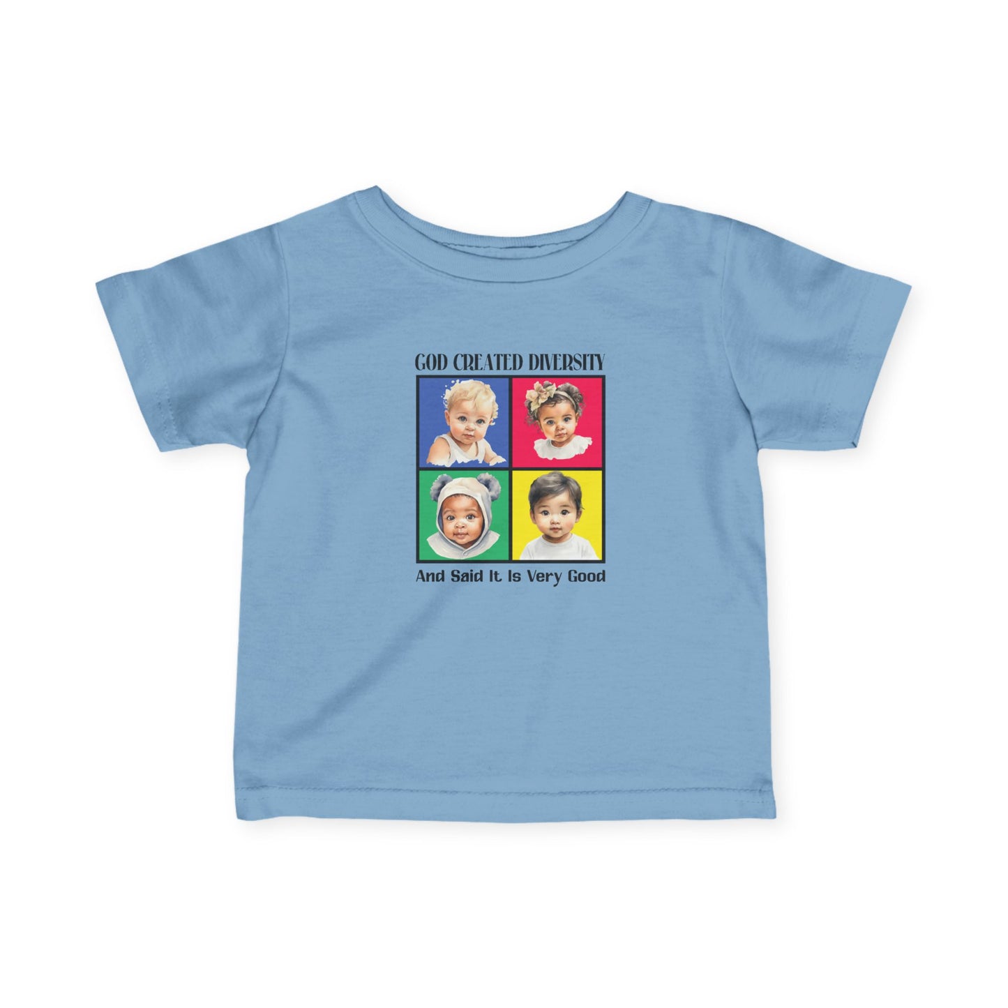 Infant Tee — "God Created Diversity" Colorful Baby Graphic