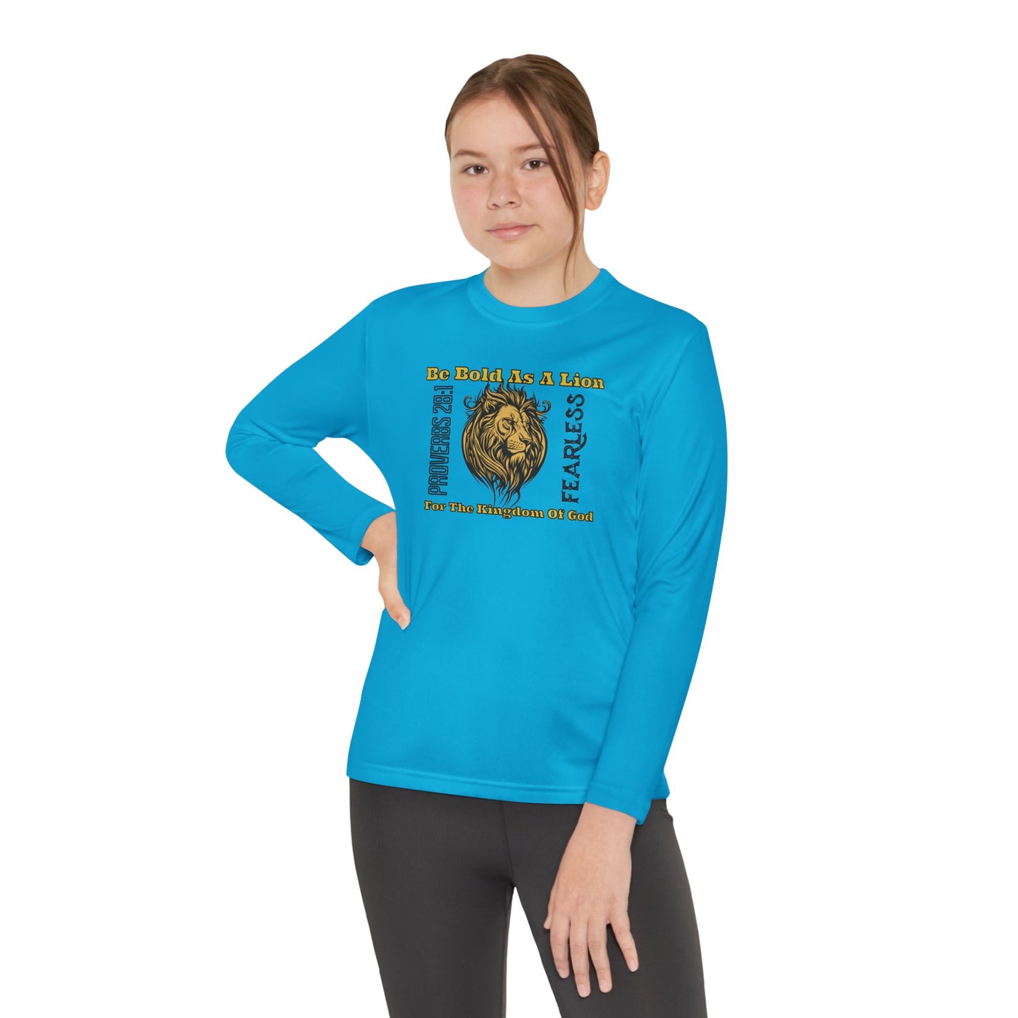 Be Bold As A Lion, Youth Long Sleeve Tee — Christian, Faith-Based