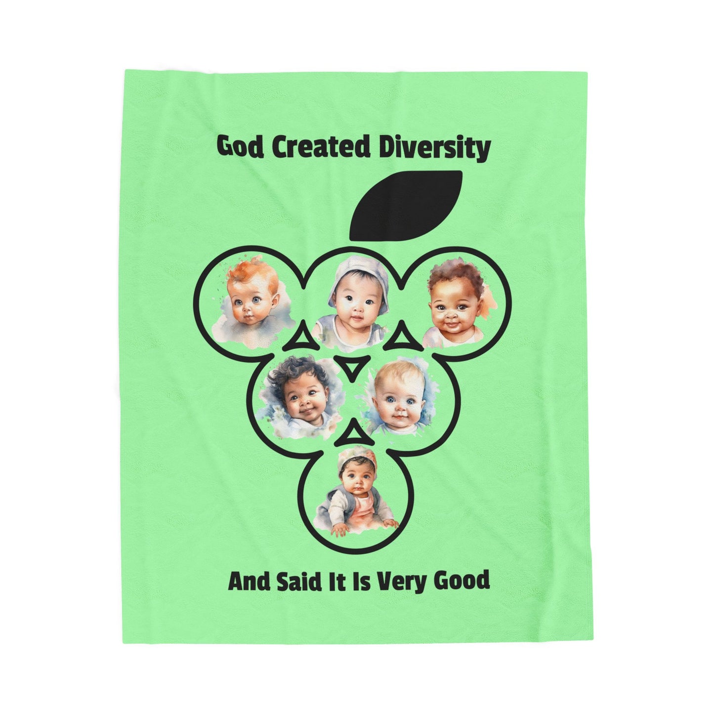 Velveteen Plush Blanket — "God Created Diversity And Said It Is Very Good", Faith-Based