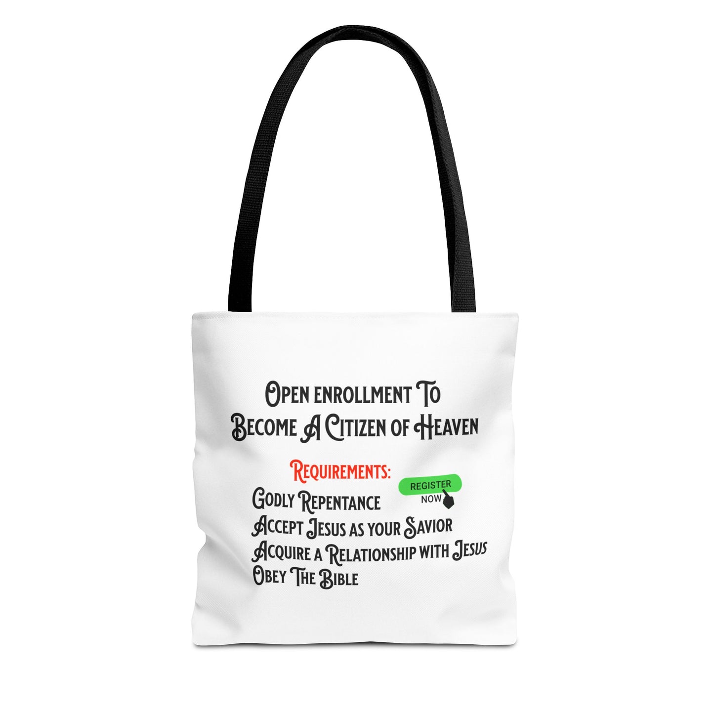 Open Enrollment to Become Citizen of Heaven Tote, Christian Tote Bag, Inspirational