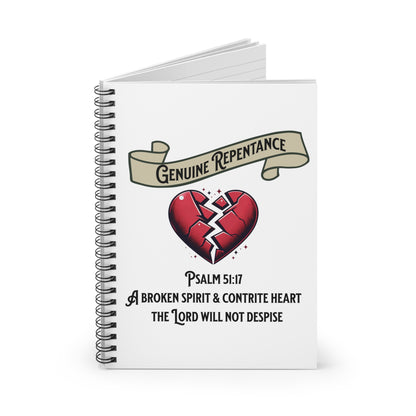 Genuine Repentance-Spiral Ruled Journal for Positivity & Gifts, Faith-Based
