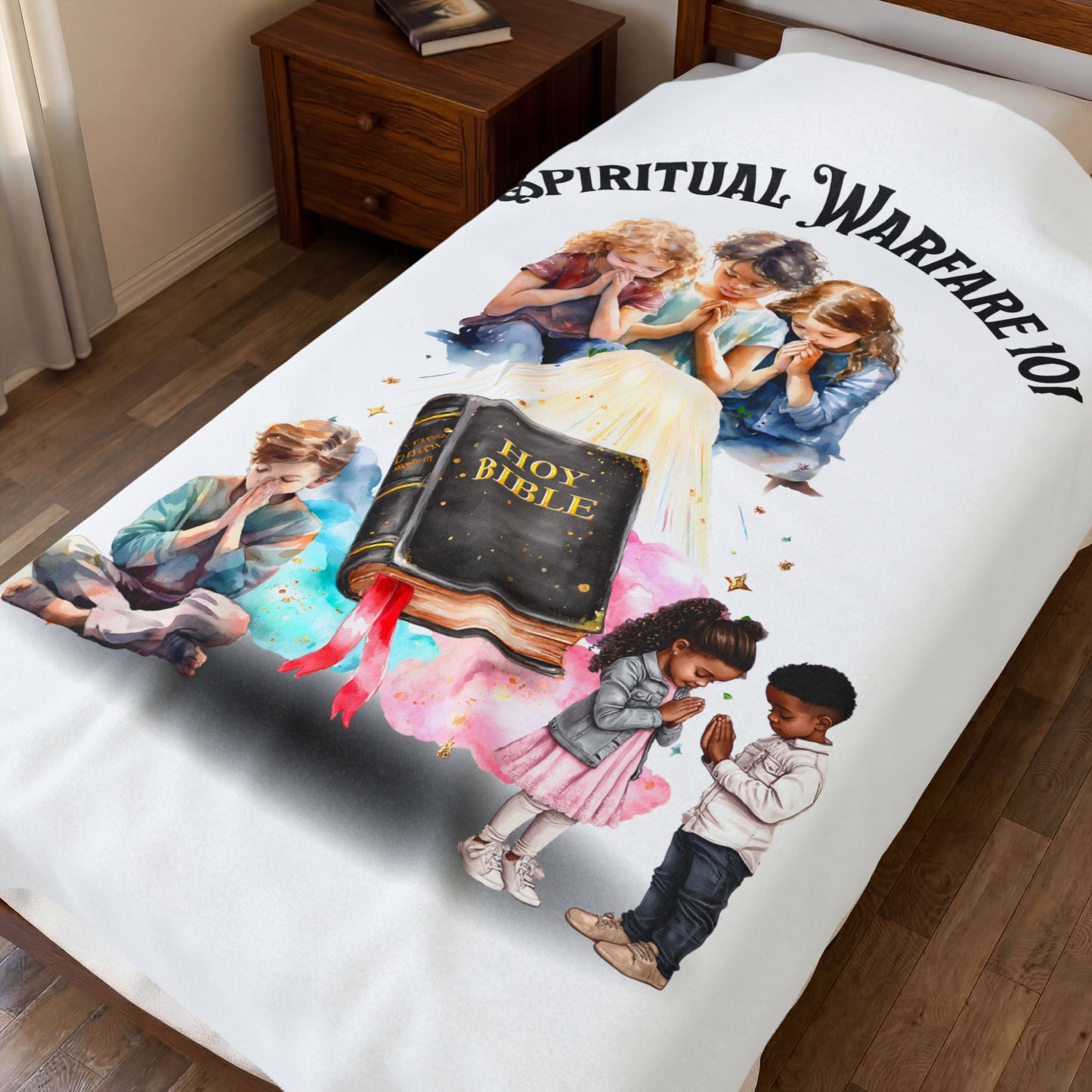 Plush Blanket — "Spiritual Warfare 101" Kids Prayer Bible Design