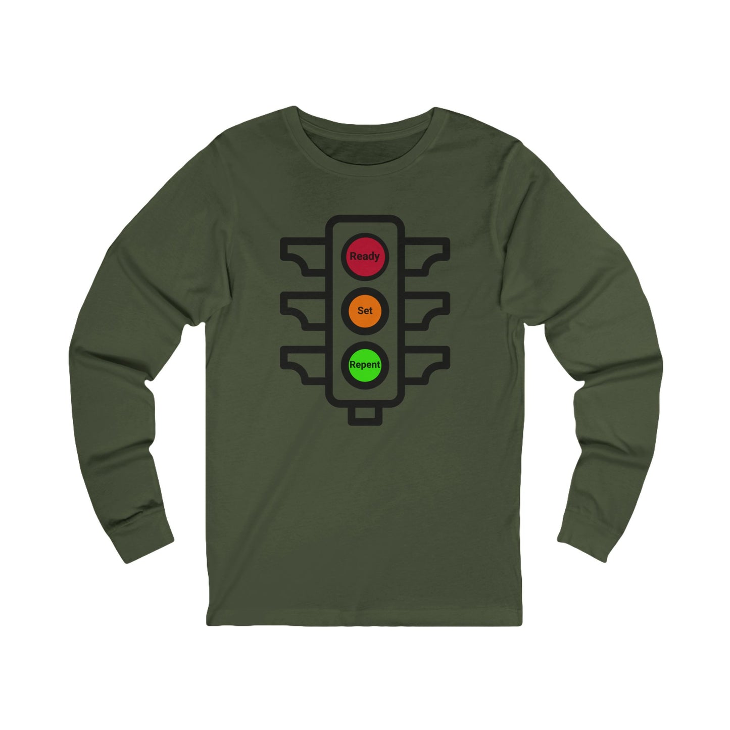 Ready-Set-Repent, Long Sleeve Tee — Faith-Based Christian Message Shirt