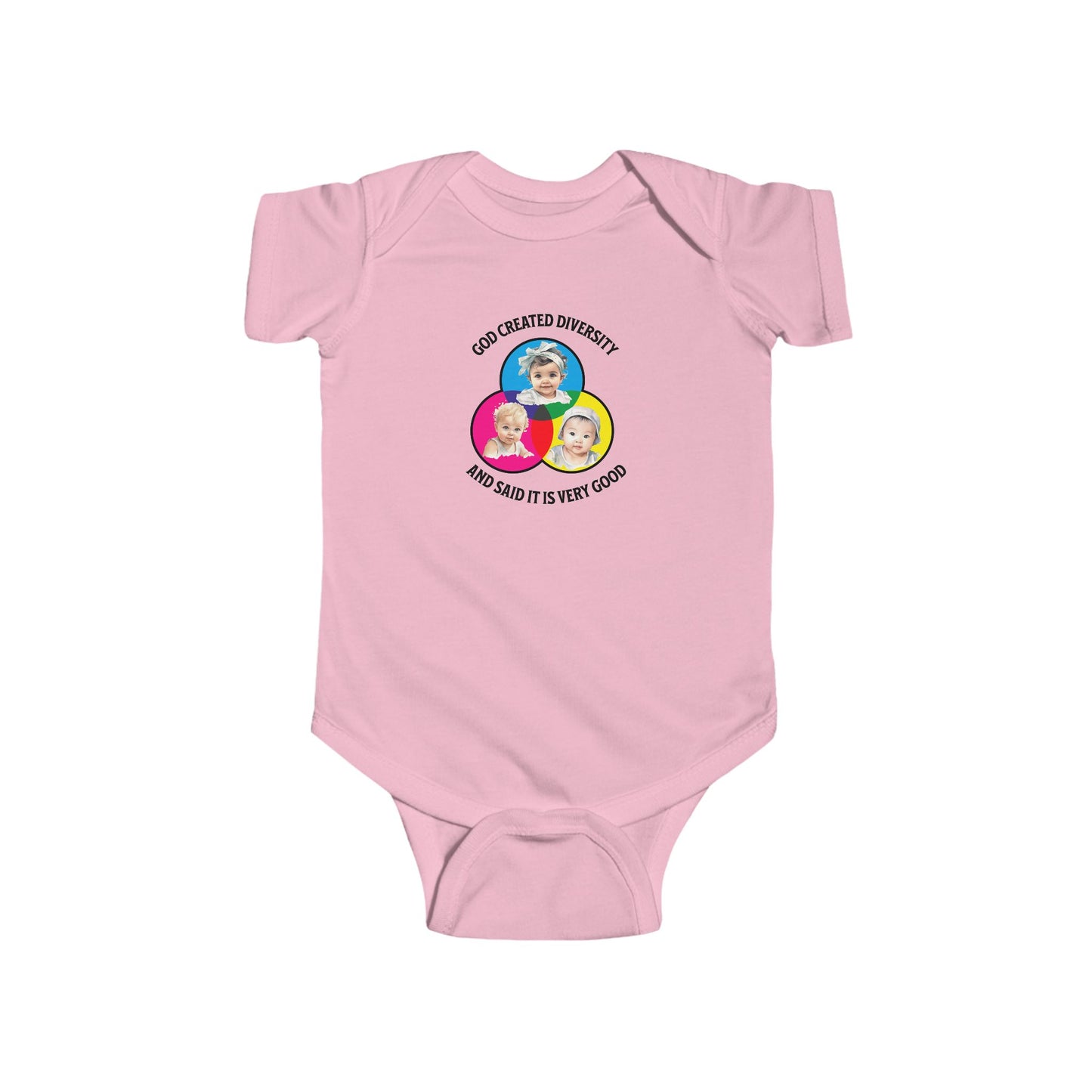 God Created Diversity, Baby Onesie, Faith-Based, Circle Baby Faces