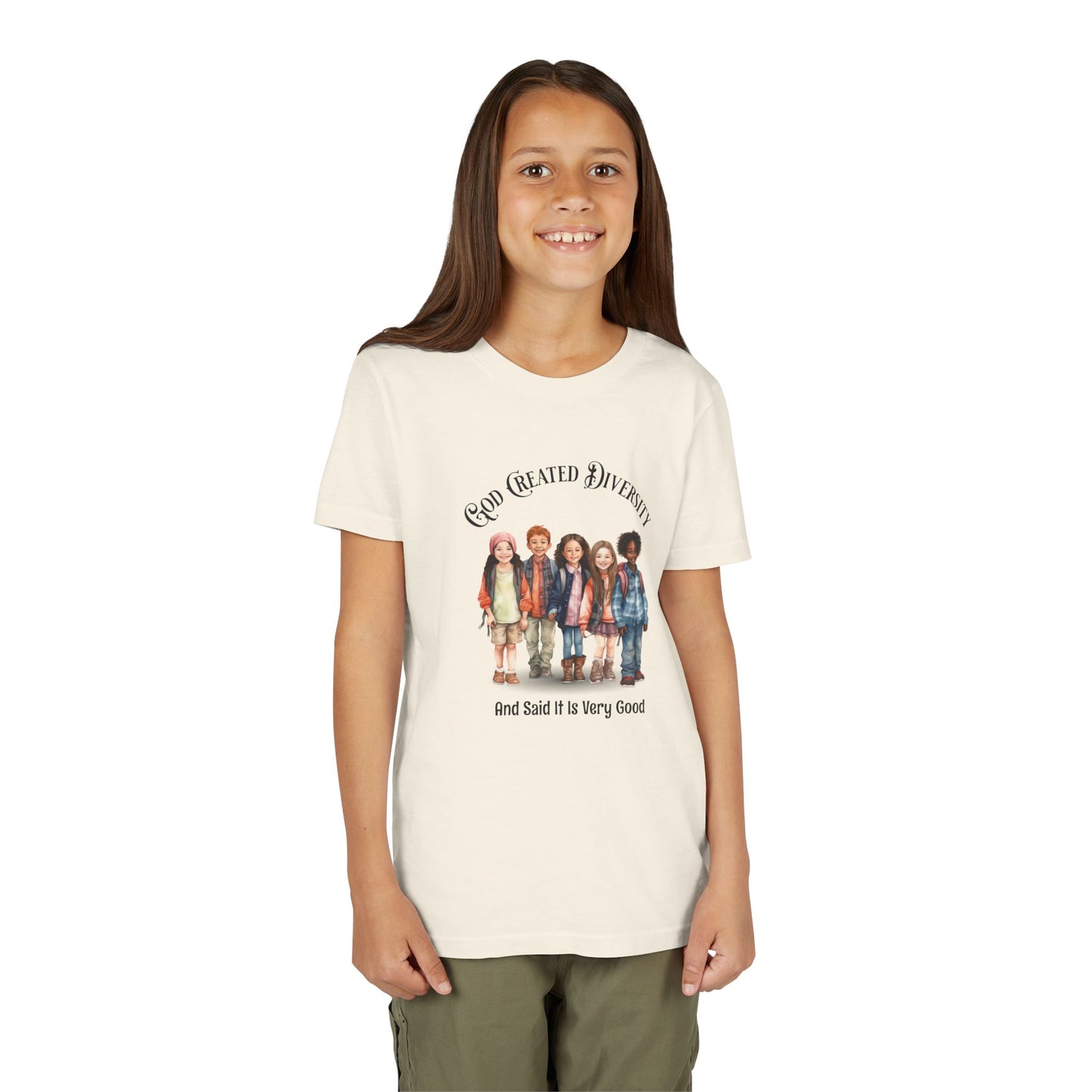 Youth Tee — "God Created Diversity and Said It Is Very Good" Kids Graphic Shirt, Faith-Based