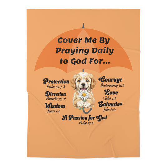 Christian Baby Swaddle Blanket — "Cover Me By Praying Daily" Inspirational Nursery Blanket, Faith-Based