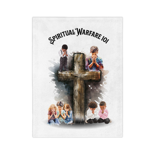 Spiritual Warfare 101 Cross Throw Blanket — Christian Faith Velveteen Microfiber