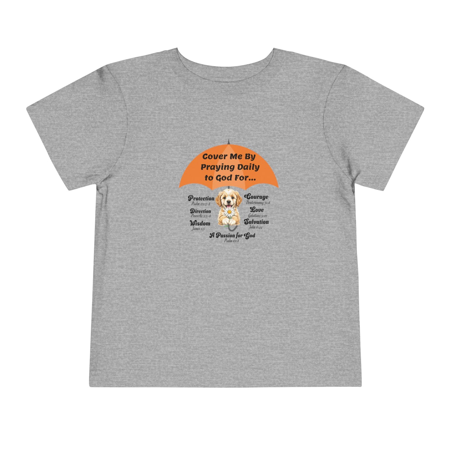 Toddler Short Sleeve Tee, Christian, Faith-Based, Cover Me With Prayer, Cute Puppy