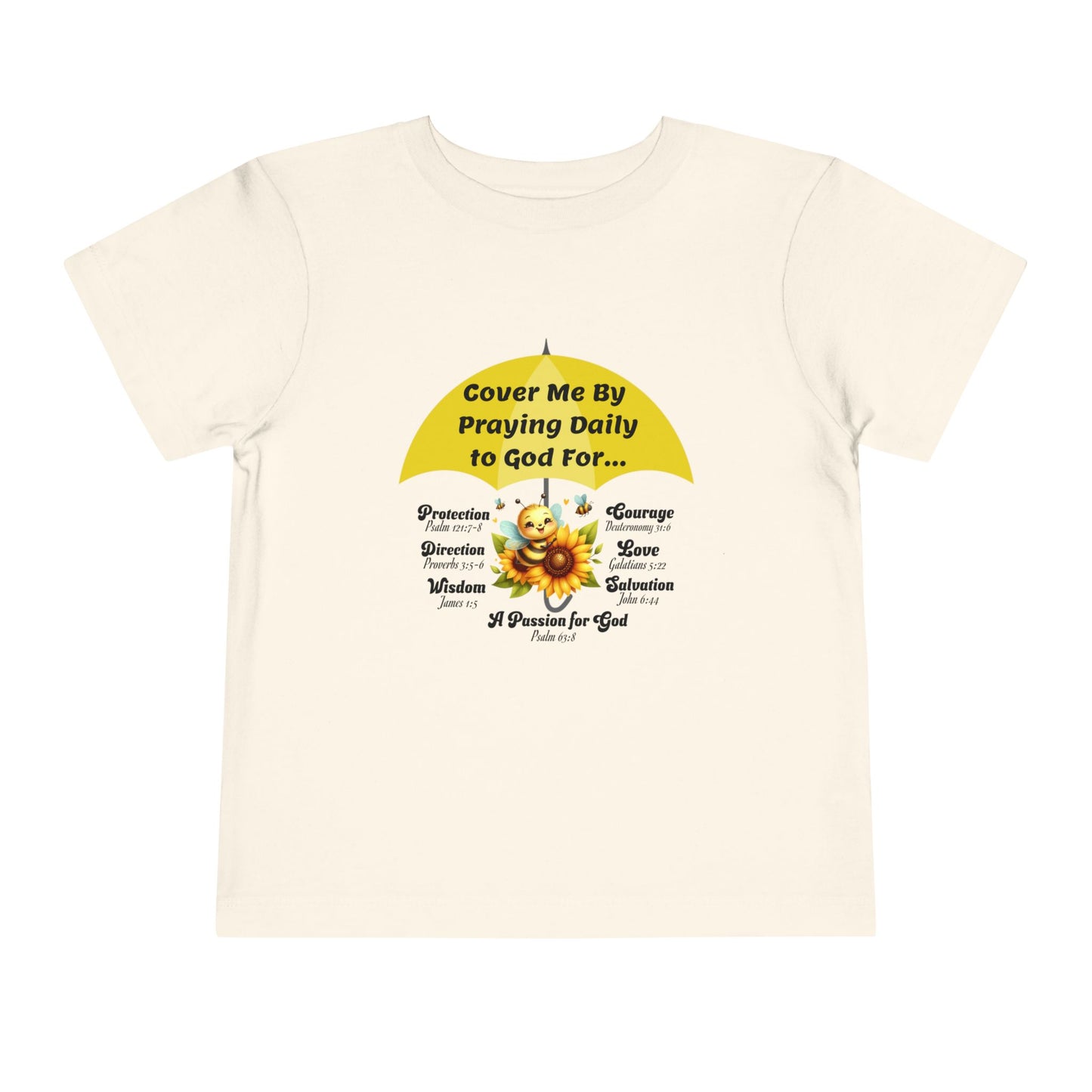 Toddler Short Sleeve Tee, Christian, Faith-Based, Cover Me With Prayer, Cute Bubble Bee