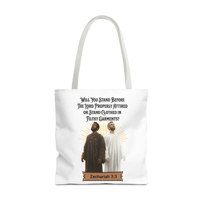 Stand Before the Lord Properly Attired, Christian Tote Bag, Inspirational, Bible Faith