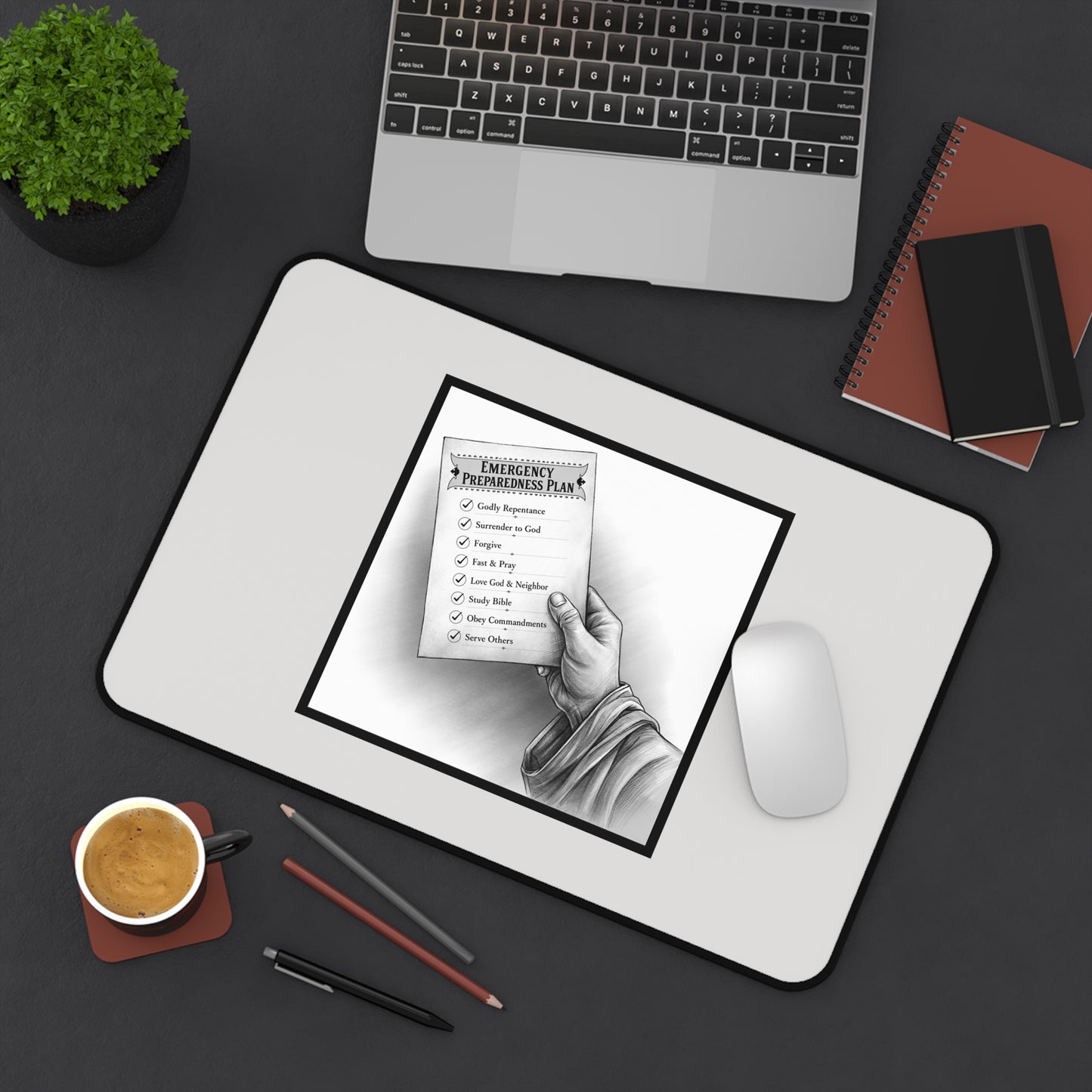 Desk Mat — 'Emergency Preparedness Plan' Illustrated Checklist Desk Pad