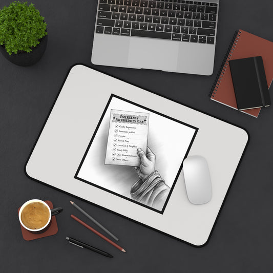 Desk Mat — 'Emergency Preparedness Plan' Illustrated Checklist Desk Pad