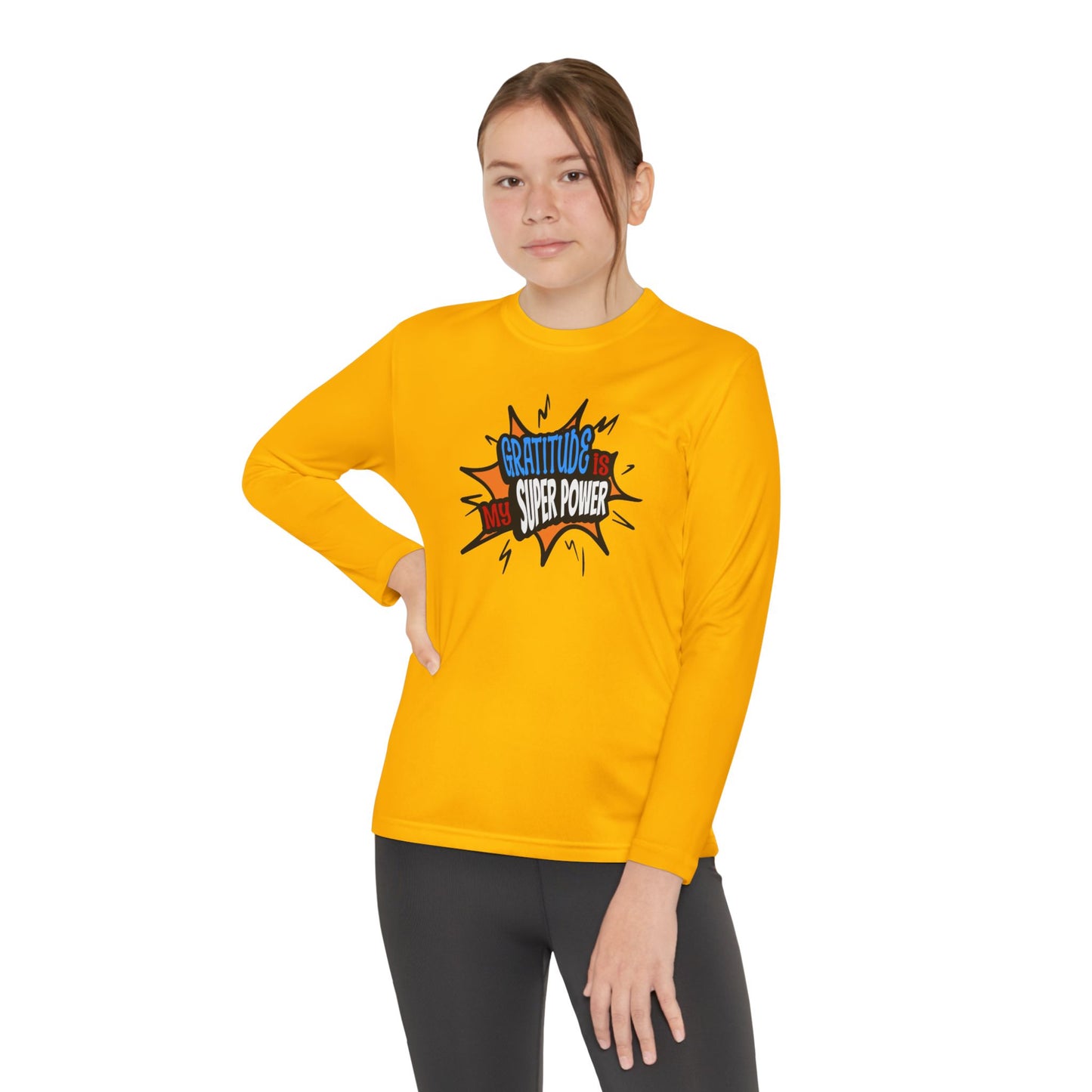 Gratitude Is My Superpower, Youth Long Sleeve Tee — Christian, Faith-Based