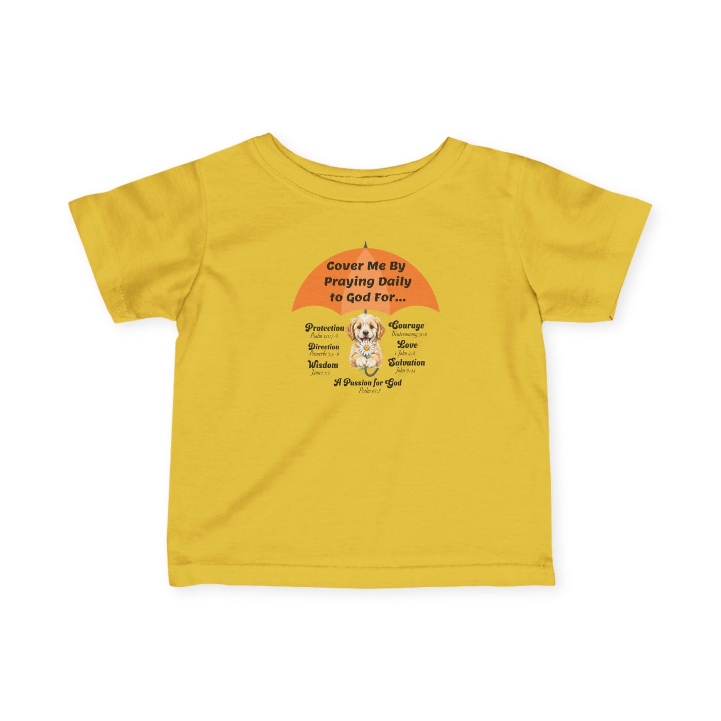 "Cover Me By Praying Daily" Christian Baby Shirt | Religious Infant Top | Puppy