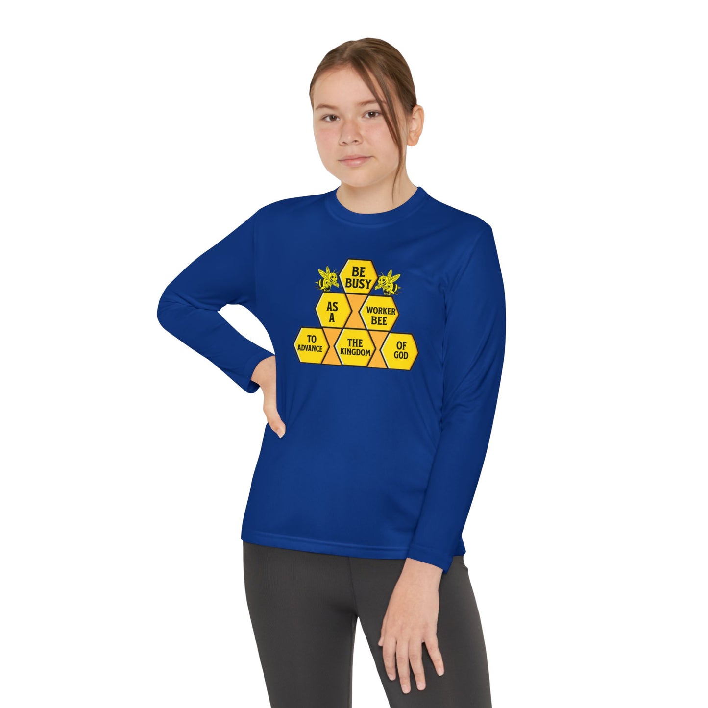 Be Busy As A Worker Bee, Youth Long Sleeve Tee — Christian, Faith-Based