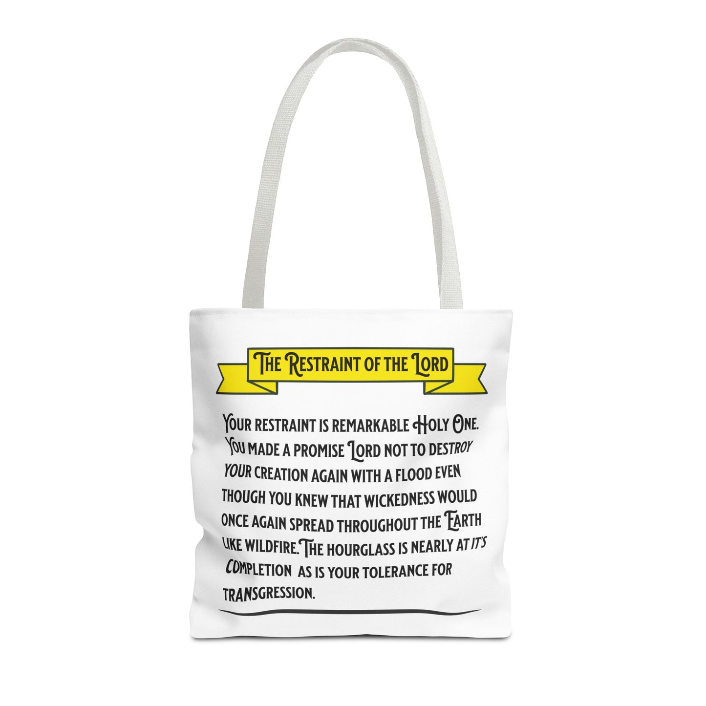 The Restraint of the Lord, Christian Tote Bag, Inspirational Christian Gift, Bible Faith