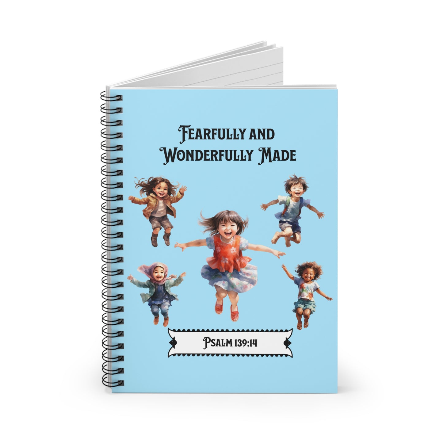 Fearfully and Wonderfully Made, Happy Kids Playing-Spiral Ruled Journal for Positivity & Gifts