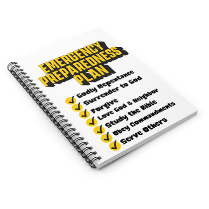 Emergency Preparedness Plan- To Obey the Word of God-Spiral Ruled Journal for Positivity & Gifts