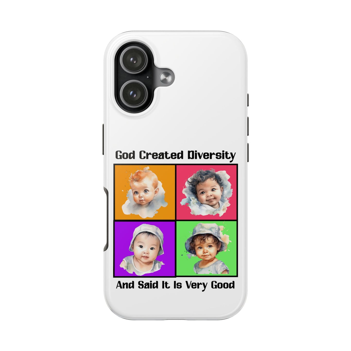 God Created Diversity and Said It Is Very Good, Cute Babies in Square2- Phone Case, Christian, Faith-Based
