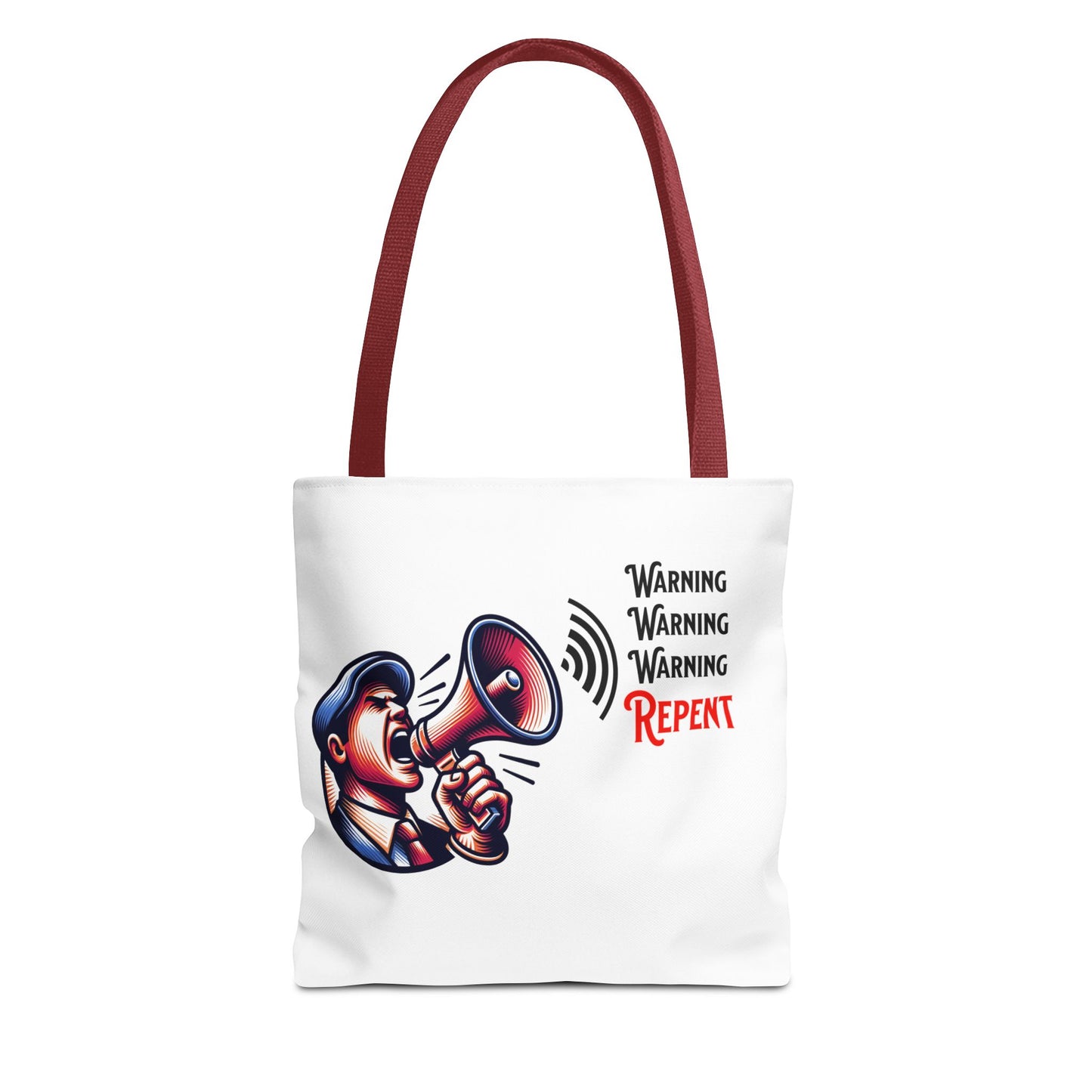 Warning, Warning, Warning Repent Tote, Christian Tote Bag, Inspirational, Bible Faith