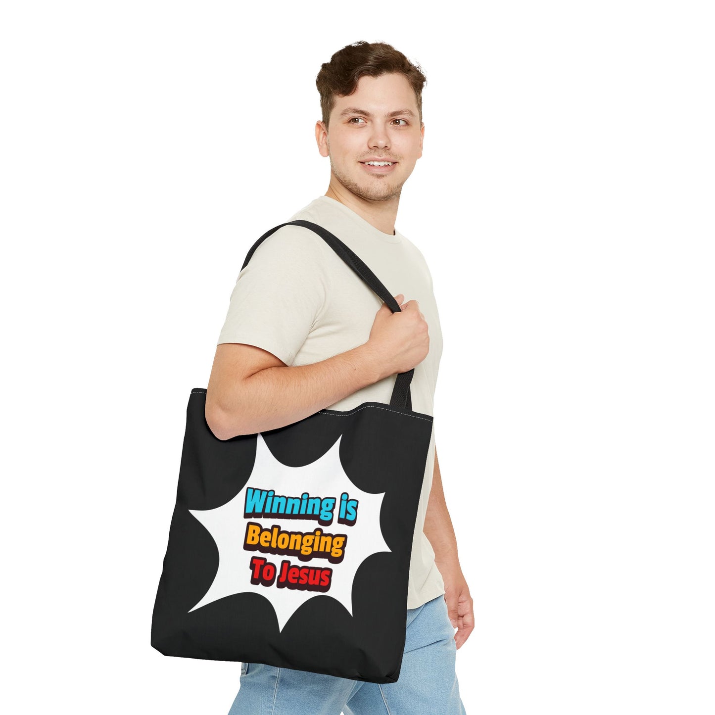 Winning is Belonging to Jesus Tote, Christian Tote Bag, Inspirational Christian Gift