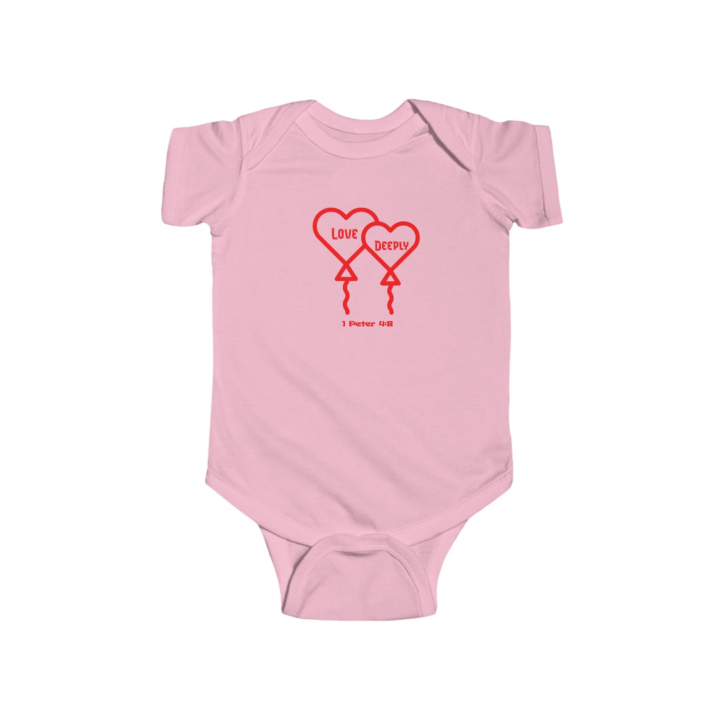 Love Deeply- Baby Onesie, Faith-Based, Hearts