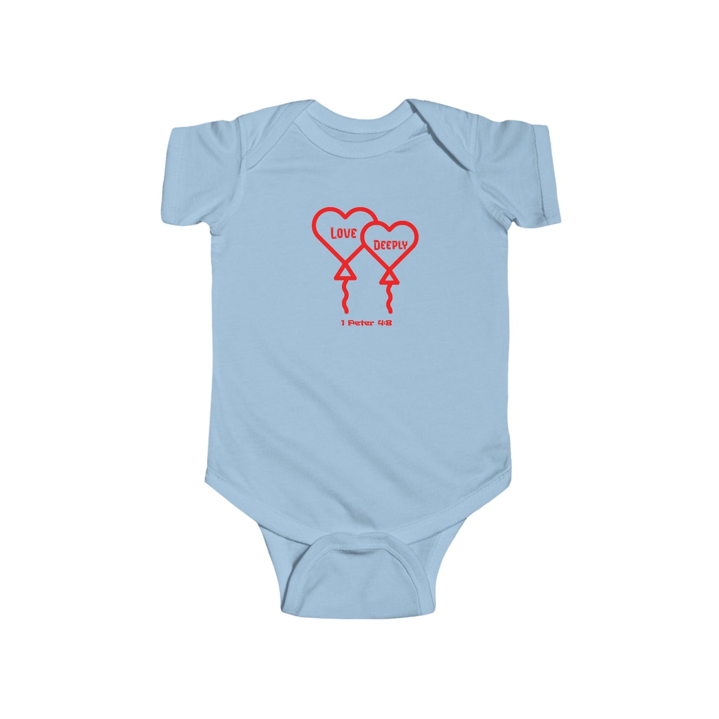 Love Deeply- Baby Onesie, Faith-Based, Hearts