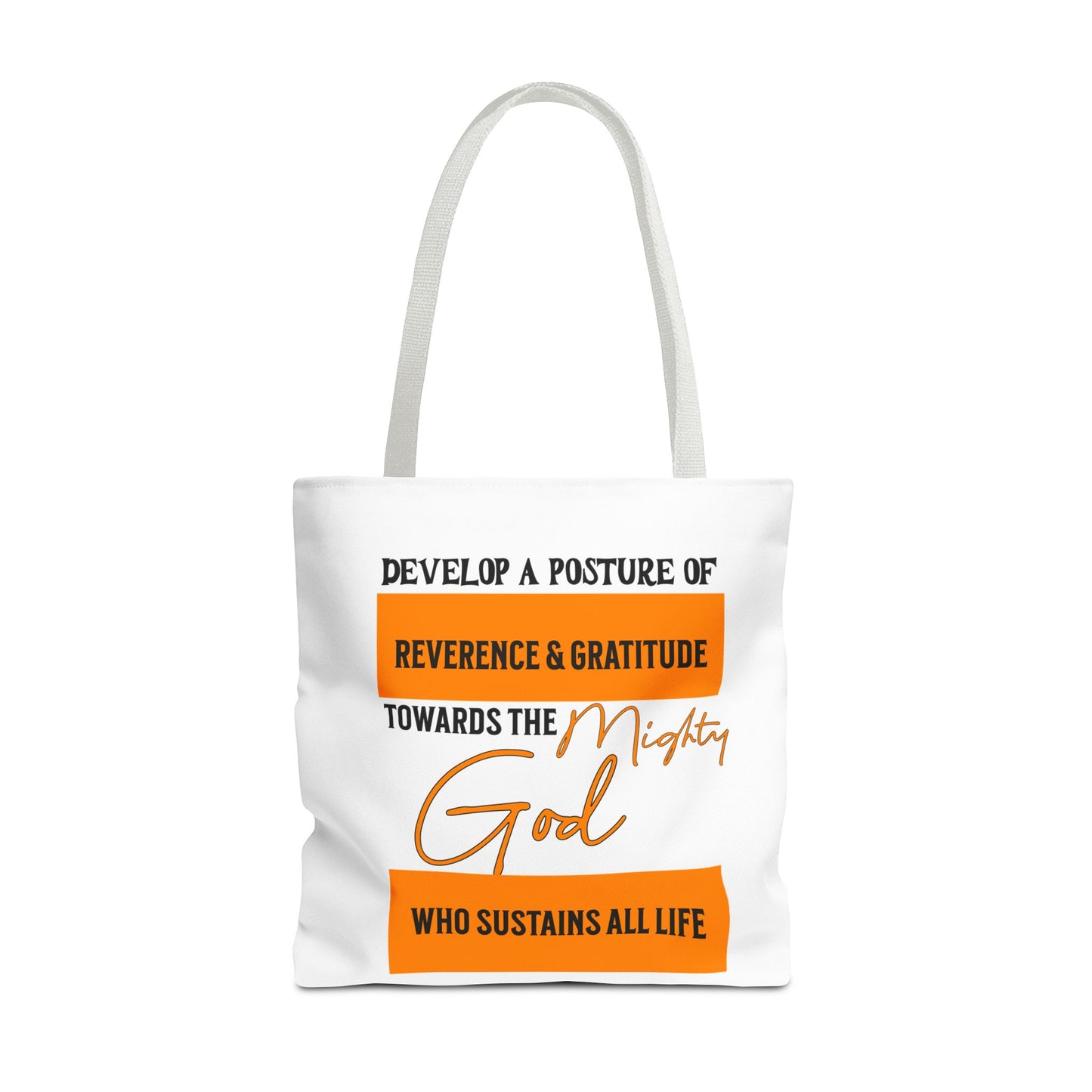 Mighty God Who Sustains All Life, Christian Tote Bag, Inspirational Christian Gift, Bible Faith