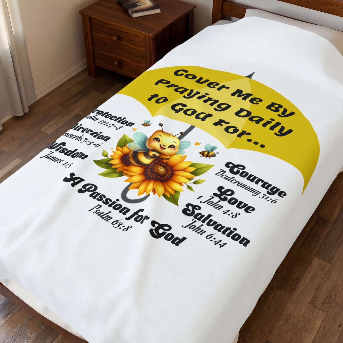Velveteen Plush Blanket — "Cover Me By Praying Daily to God For…" Inspirational Christian Throw