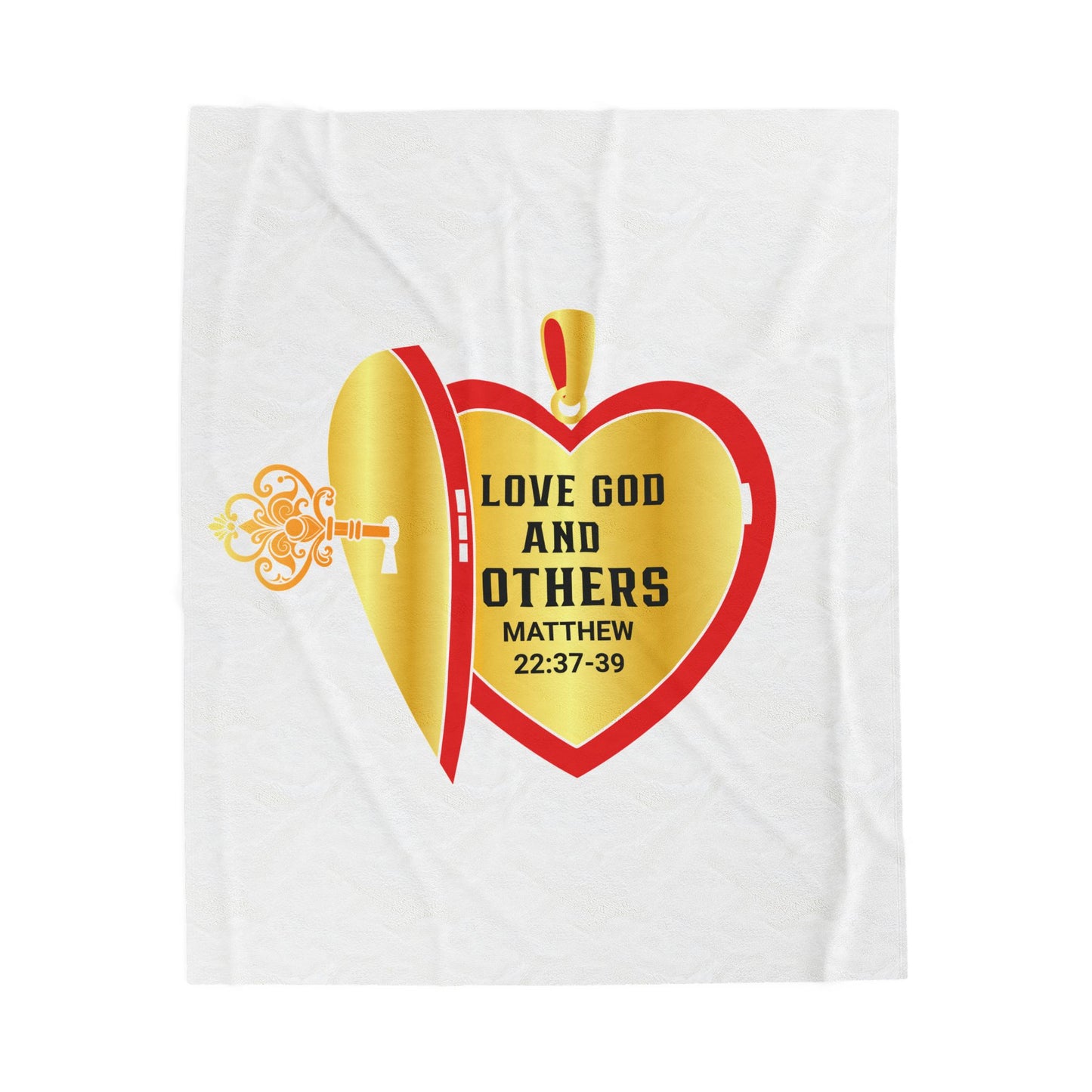 Velveteen Plush Blanket - "Love God & Others" Heart Locket Inspirational Christian Throw