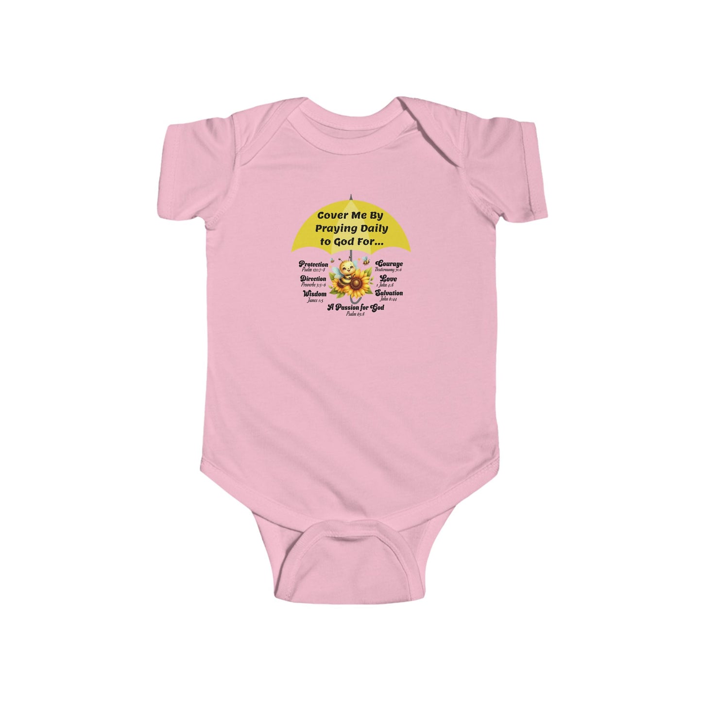 Cover Me By Praying Daily, Baby Onesie, Faith-Based, Bubble Bee